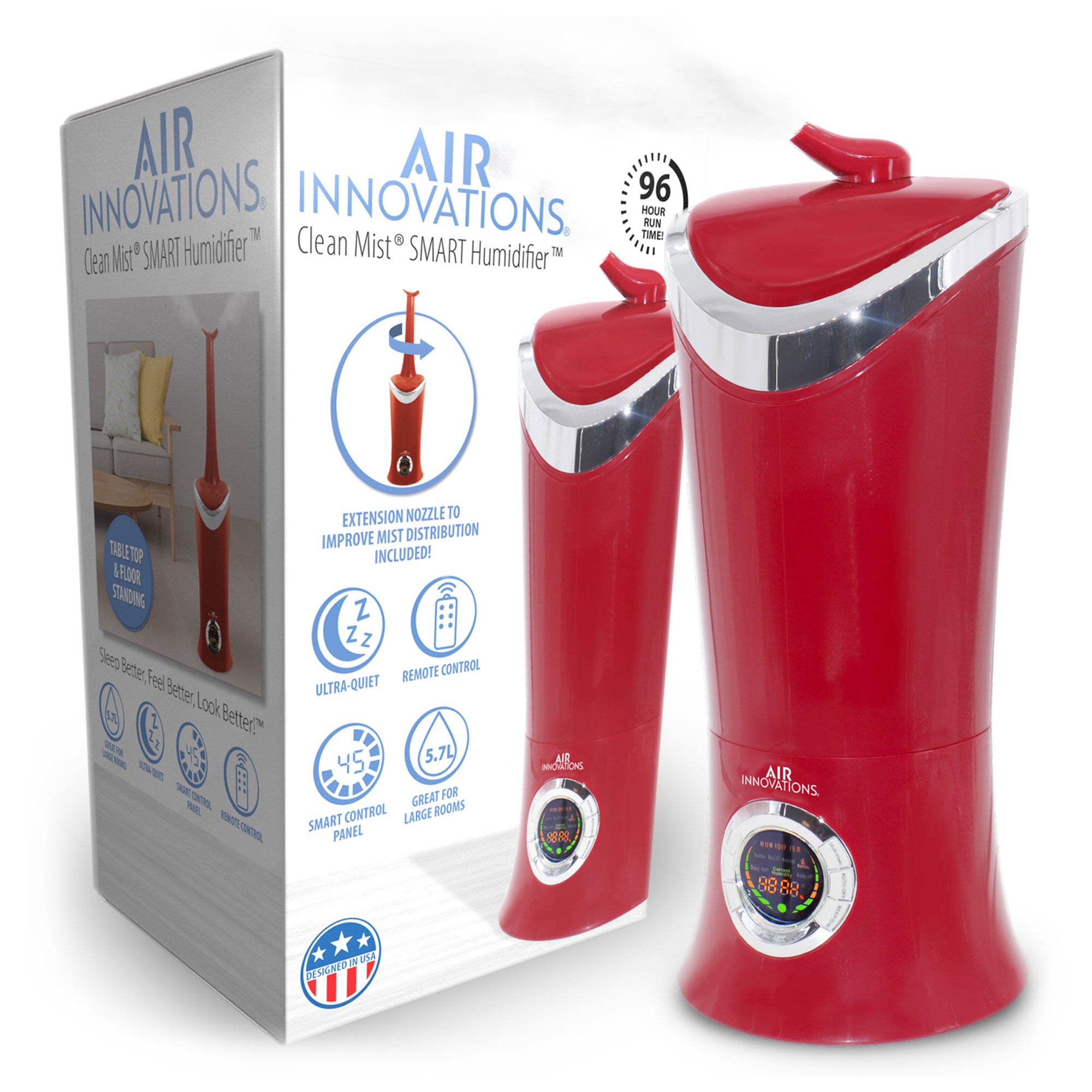 Air Innovations Ultrasonic Cool Mist Aromatherapy Digital Humidifier, Red (Used) - VMInnovations