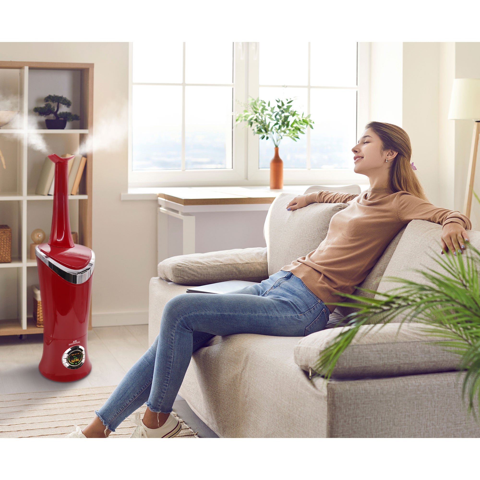 Air Innovations Ultrasonic Cool Mist Aromatherapy Digital Humidifier, Red (Used) - VMInnovations