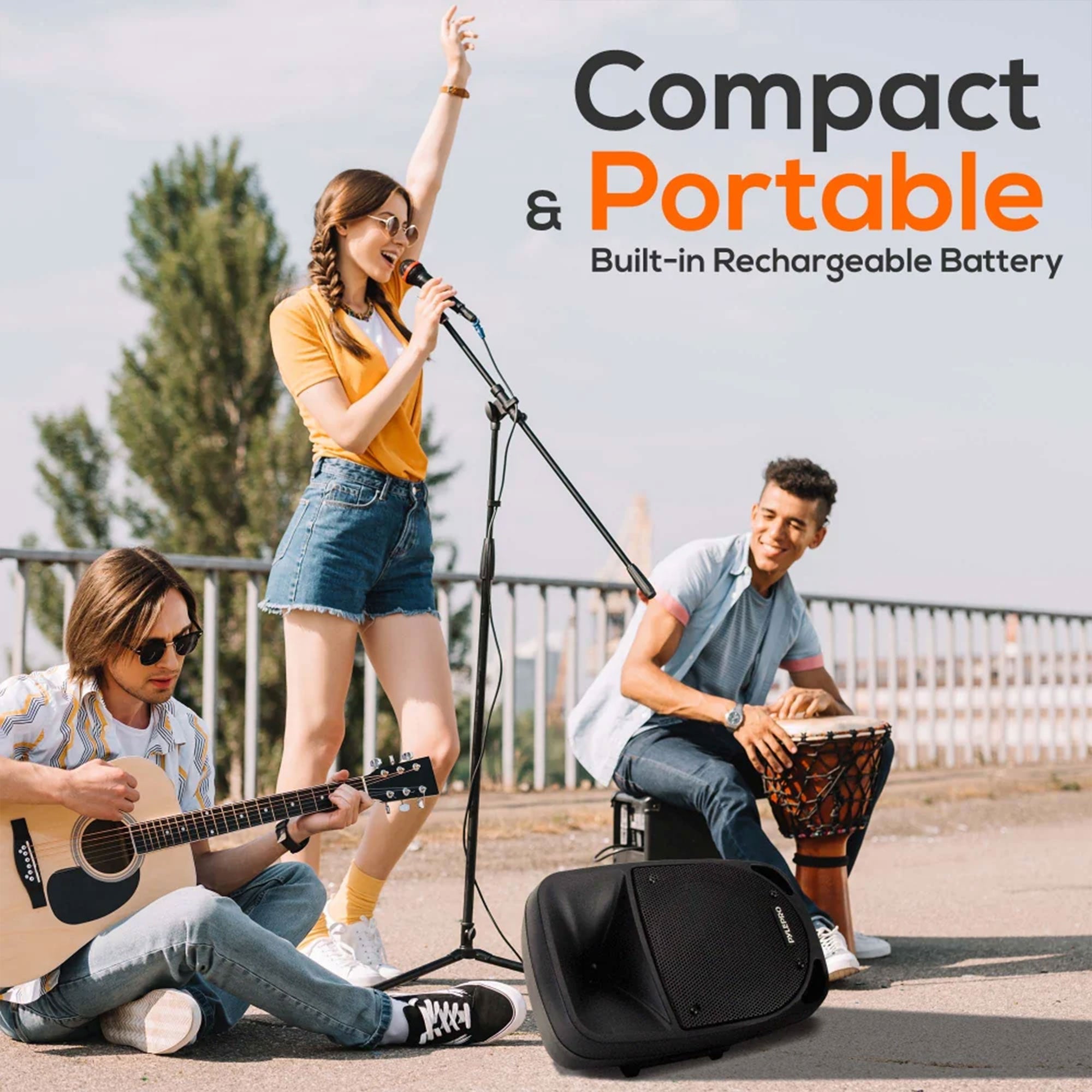 Pyle Bluetooth Portable Stereo Karaoke Speaker w/ Wireless Microphone (Open Box) - VMInnovations