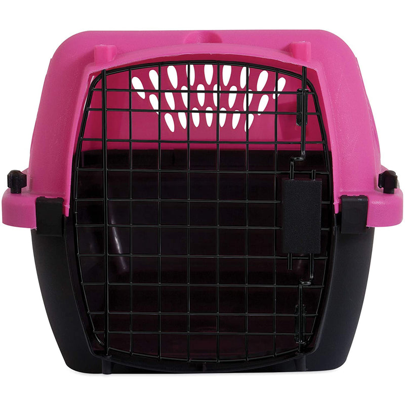 Petmate 19 Inch Hard Sided 2 Door Travel Crate Carrier Kennel, Pink and Black
