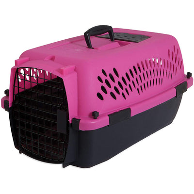Petmate 19 Inch Hard Sided 2 Door Travel Crate Carrier Kennel, Pink and Black