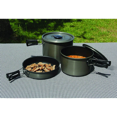 Texsport 13414 Trailblazer Black Ice Hard Anodized Camping Cookware Pans Set