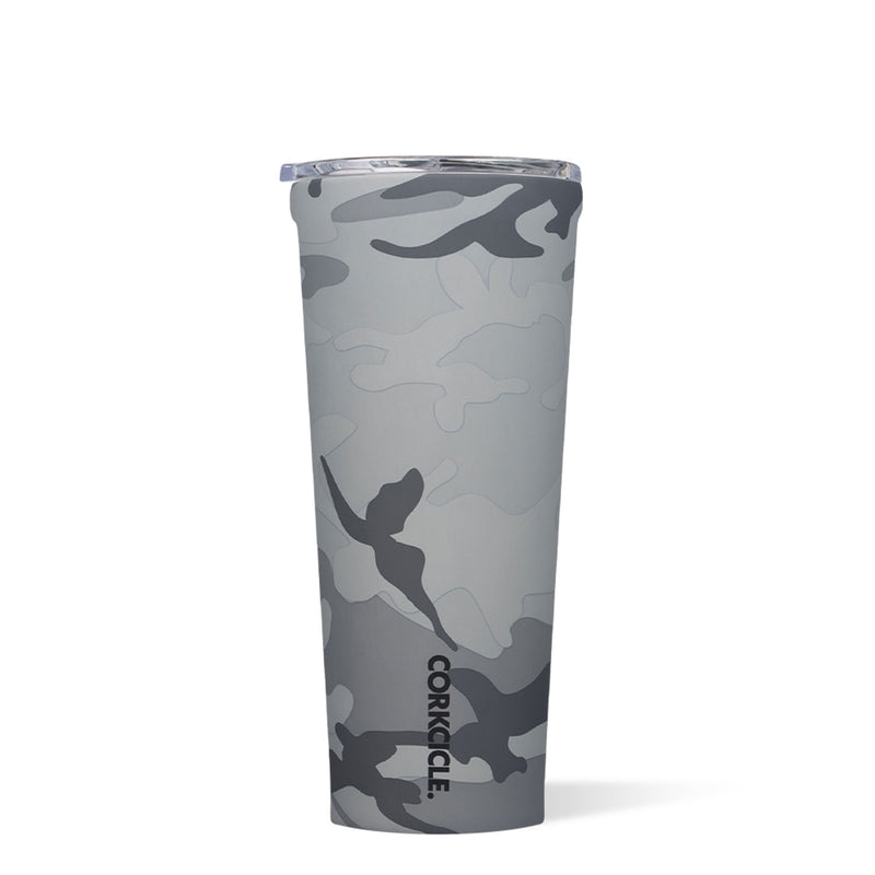 Corkcicle Camo 24 Ounce Stainless Steel Insulated Travel Tumbler with Lid, Gray