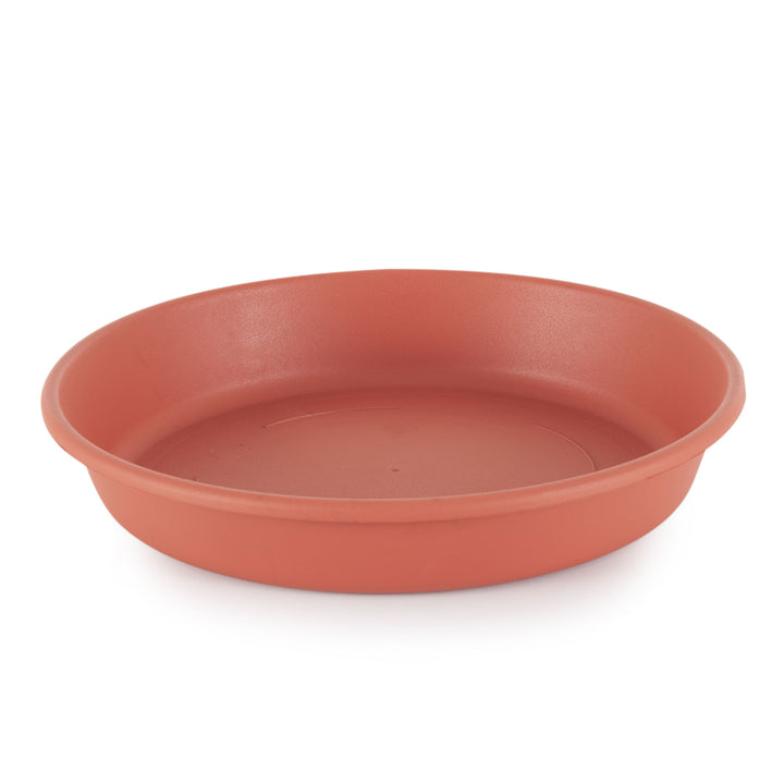 HC Companies Classic Plastic 12 Inch Round Plant Flower Pot Tray Saucer, Clay