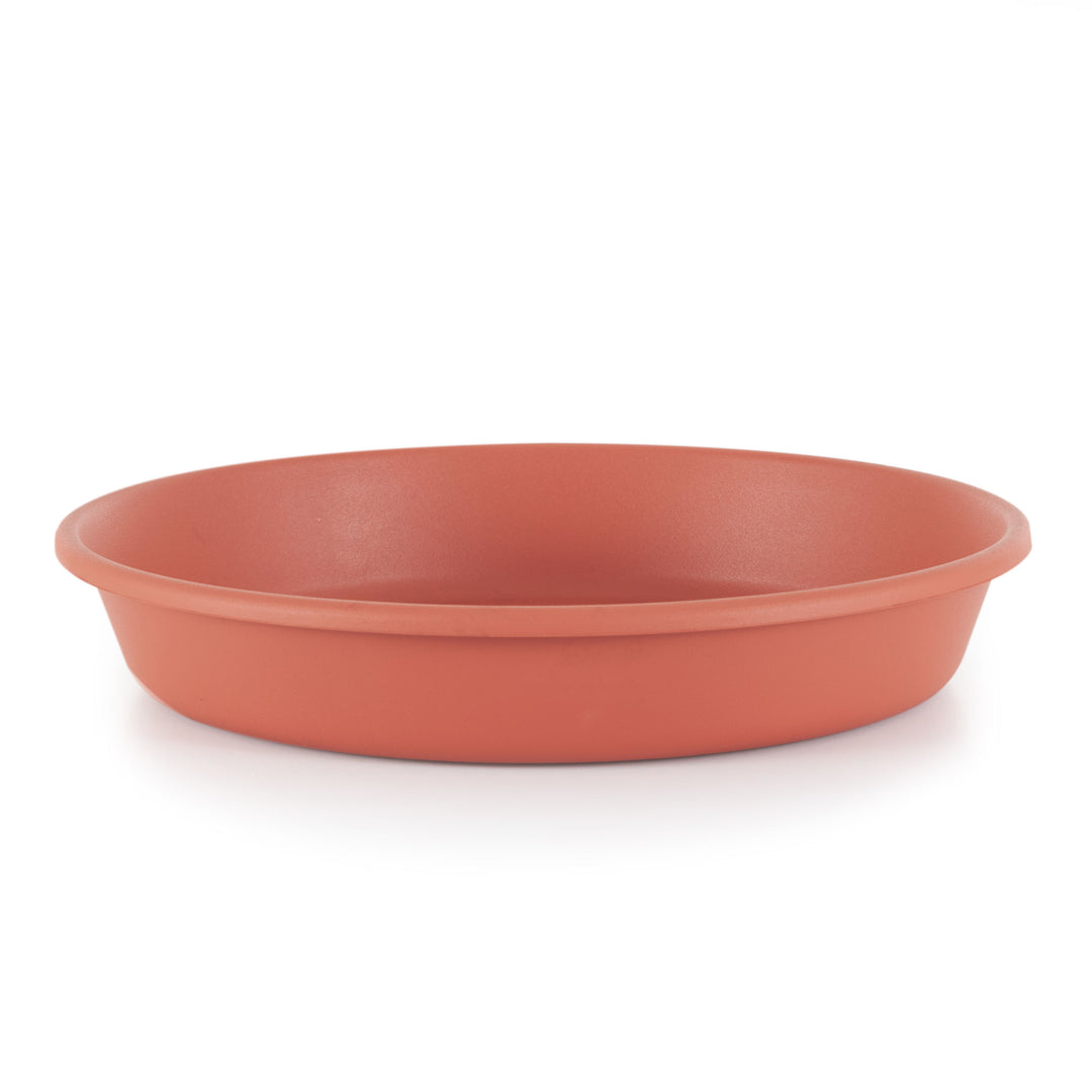 HC Companies Classic Plastic 12 Inch Round Plant Flower Pot Tray Saucer, Clay