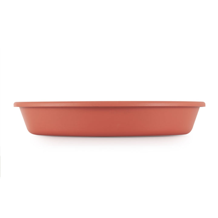 HC Companies Classic Plastic 12 Inch Round Plant Flower Pot Tray Saucer, Clay