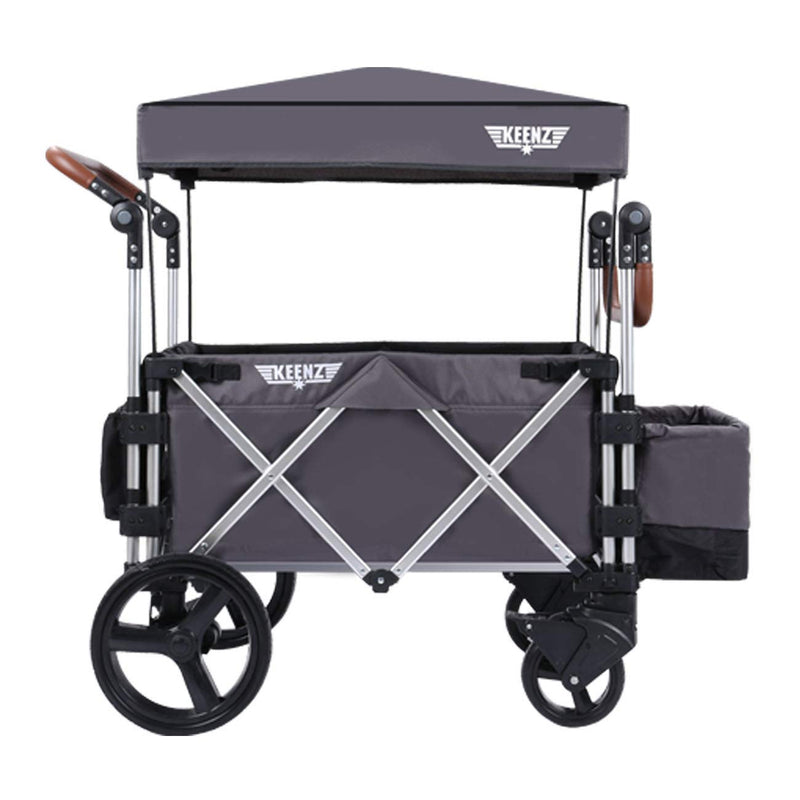 Keenz 7S Push Pull 2-Kid Baby Toddler Kids Wheeled Stroller Wagon, Canopy, Gray