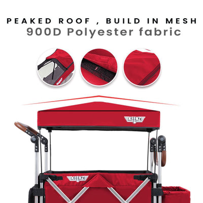 Keenz 7S Baby Toddler Kids Wheeled Stroller Wagon with Canopy, Red (Open Box)
