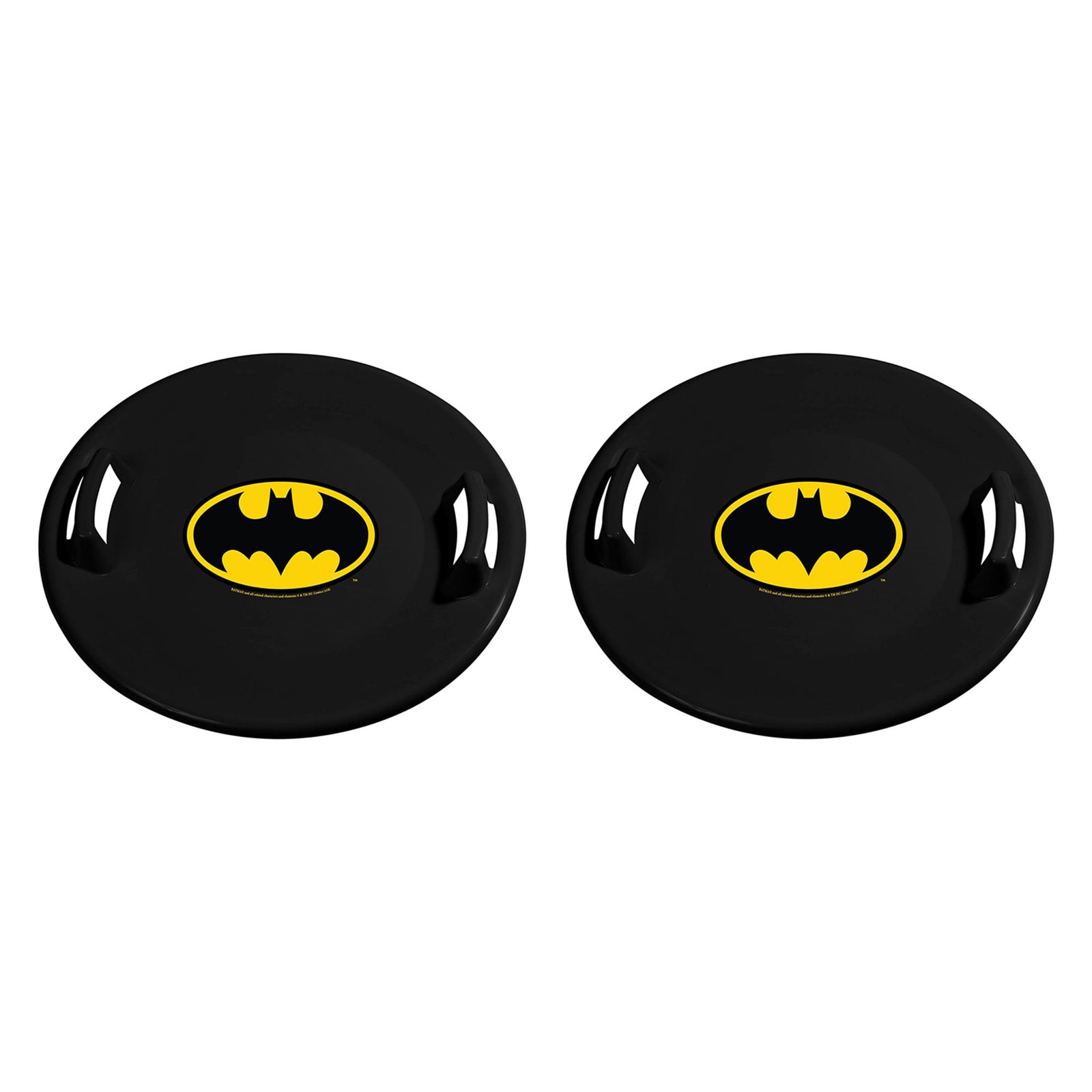 Slippery Racer Downhill Pro Round Batman Plastic Saucer Disc Snow Sled (2 Pack) - VMInnovations