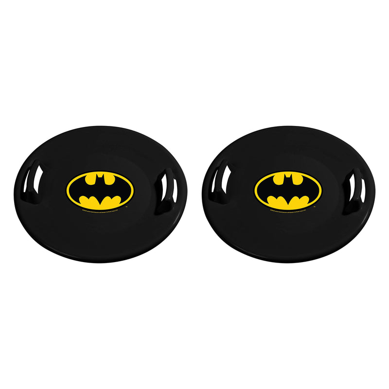 Slippery Racer Downhill Pro Round Batman Plastic Saucer Disc Snow Sled (2 Pack)