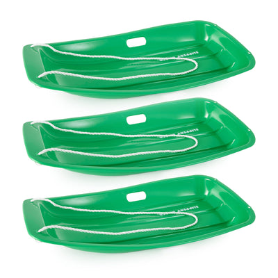Slippery Racer Downhill Sprinter Kid Toddler Plastic Toboggan Snow Sled (3 Pack)