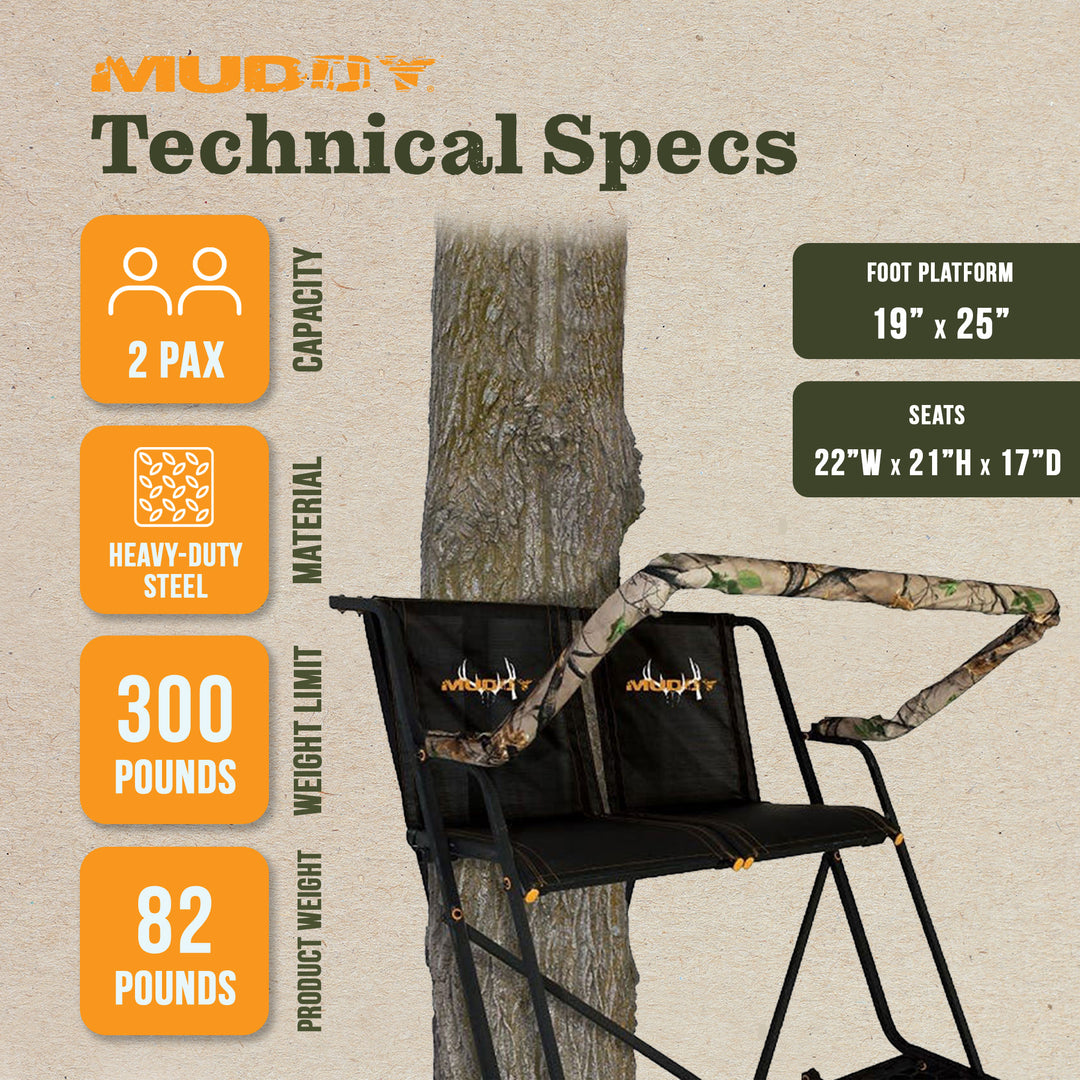 Muddy MLS1550B The Skybox 20 Ft 1 Person Hunting Tree Stand w/ Blind Kit (Used)