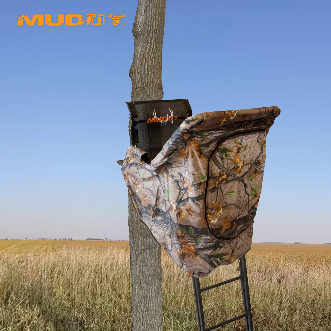 Muddy Skybox 20' Hunting Ladderstand, Climbing Tree Stand w/Blind Kit(For Parts)