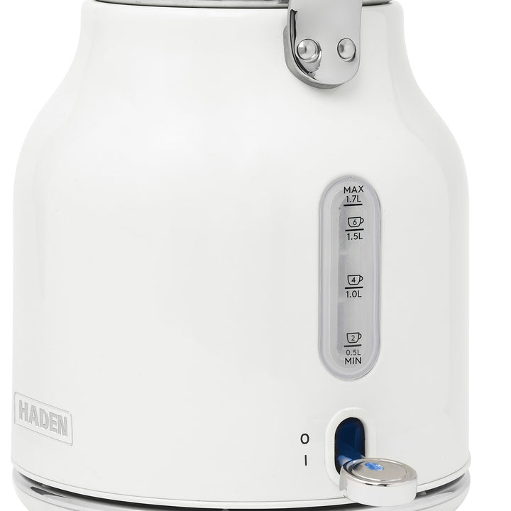 Haden Heritage 1.7 Liter Electric Tea Kettle & 4 Slice Wide Slot Toaster, White