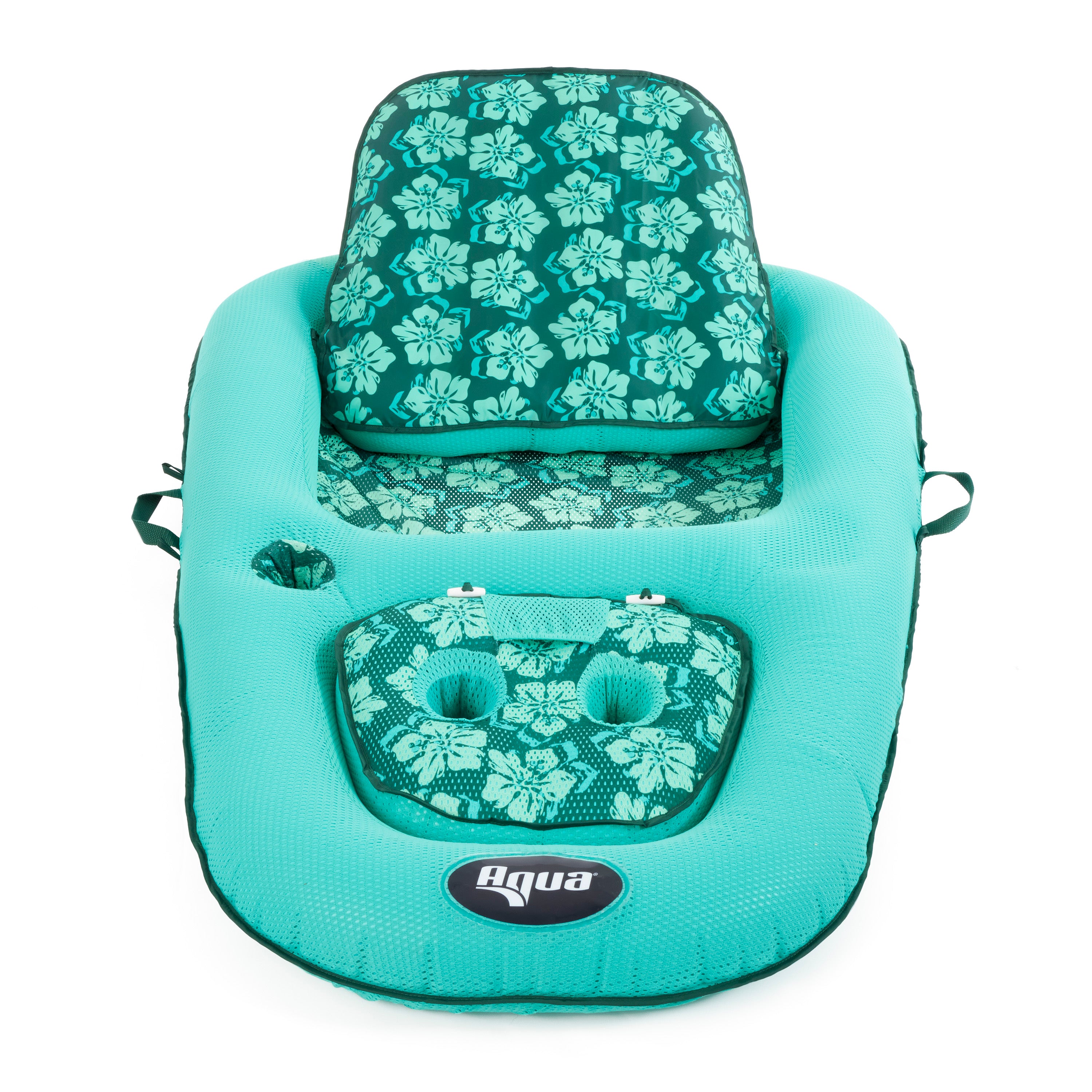 Aqua Leisure Campania 2 in 1 Water Lounger Pool Inflatable, Floral (4 Pack) - VMInnovations