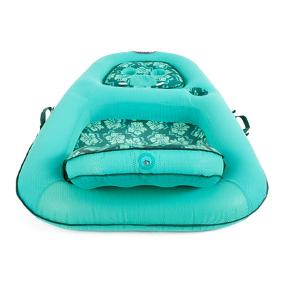Aqua Leisure Campania Convertible Water Lounger Inflatable, Floral (Open Box) - VMInnovations