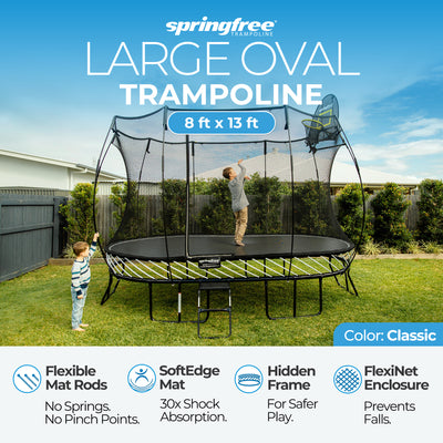 Springfree Trampoline Kids Oval 8 x 13 Ft Trampoline w/ Enclosure (For Parts)