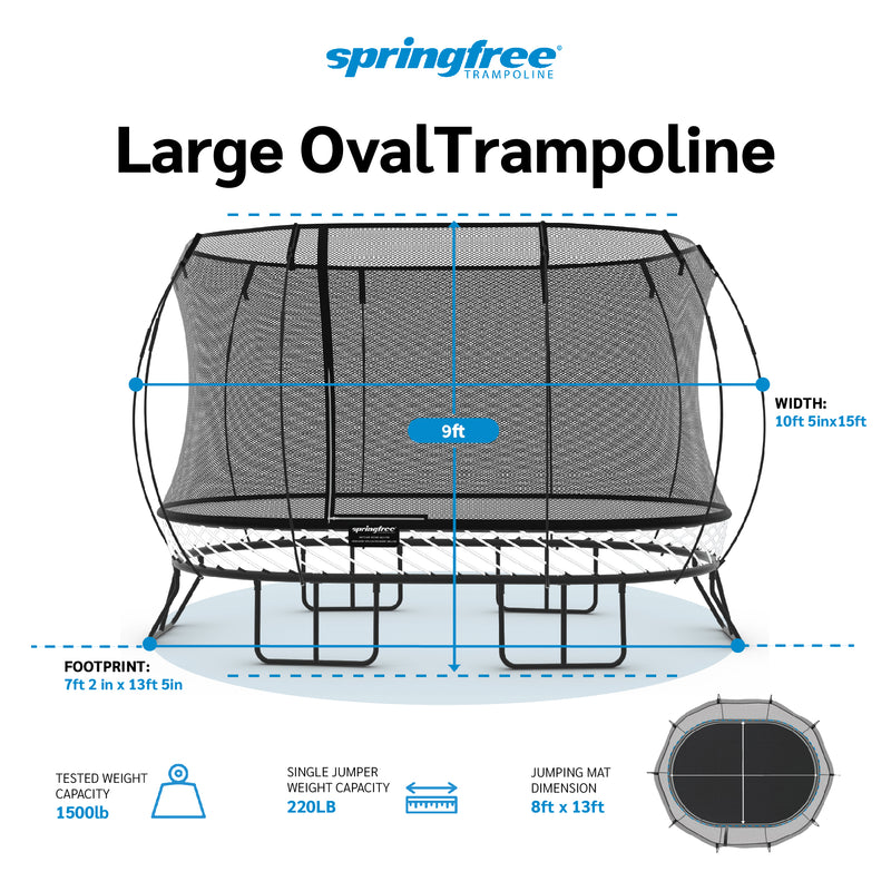 Springfree Trampoline Kids Outdoor Large Oval 8 x 13&