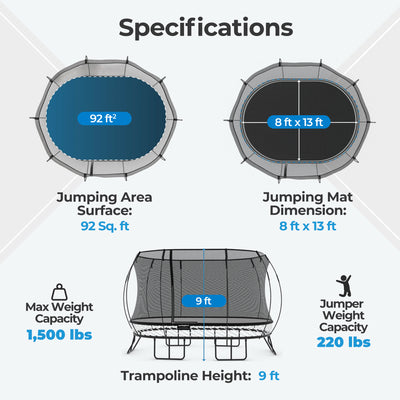 Springfree Trampoline Kids Oval 8 x 13 Ft Trampoline w/ Enclosure (For Parts)