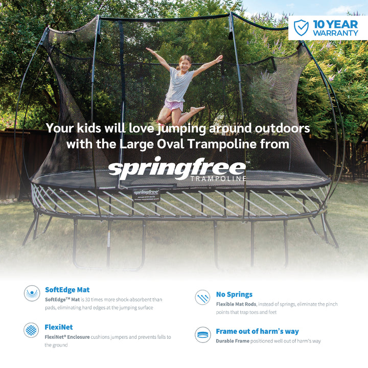 Springfree Trampoline Kids Large Oval 8x13 Ft Trampoline w/ Enclosure (Open Box)