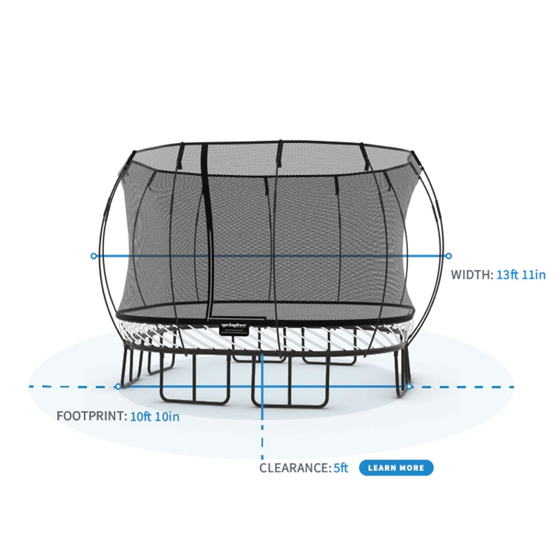 Springfree Trampoline Kids Outdoor Large Square 11 Ft Trampoline with Enclosure