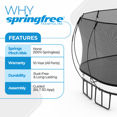 Springfree Large Square Backyard Trampoline With Enclosure and Hidden Frame, 11' - VMInnovations