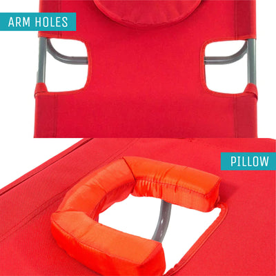 Ostrich On Your Back Folding Reclining Outdoor Beach Lawn Chair, Red (Used) - VMInnovations