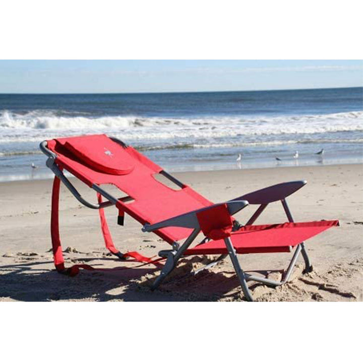 Ostrich On Your Back Folding Reclining Outdoor Beach Lawn Chair, Red (Used)