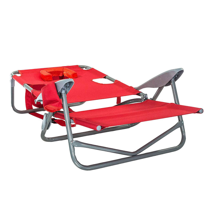 Ostrich On Your Back Folding Reclining Outdoor Beach Lawn Chair, Red (Used)