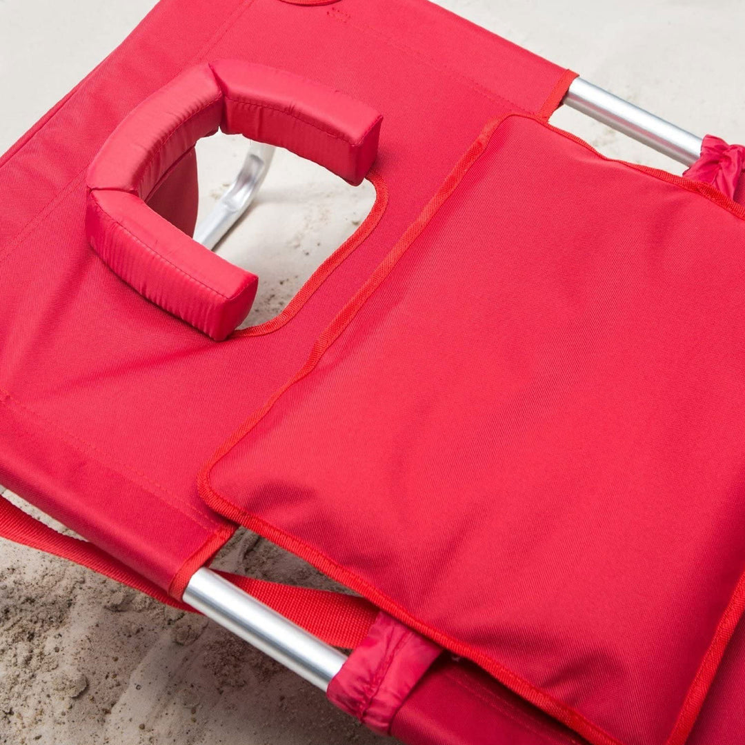 Ostrich Deluxe 3N1 Outdoor Lawn Beach Lounge Chair w/Footrest, Red (Used) - VMInnovations