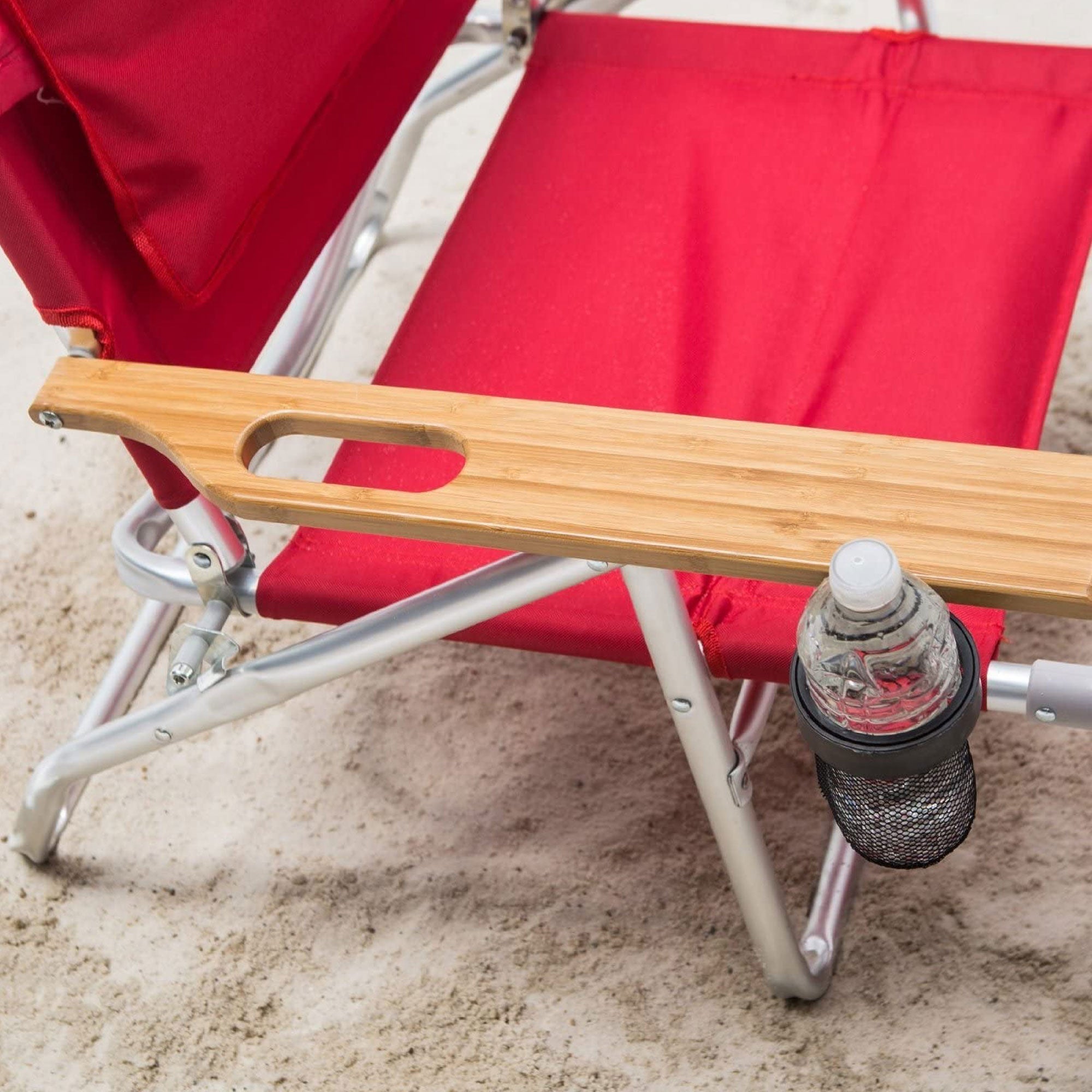 Ostrich Deluxe 3N1 Outdoor Lawn Beach Lounge Chair w/Footrest, Red (Open Box)