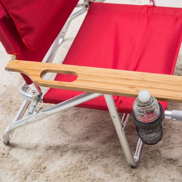 Ostrich Deluxe 3N1 Outdoor Lawn Beach Lounge Chair w/Footrest, Red (Used) - VMInnovations