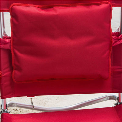 Ostrich Deluxe 3N1 Outdoor Lawn Beach Lounge Chair w/Footrest, Red (Open Box)