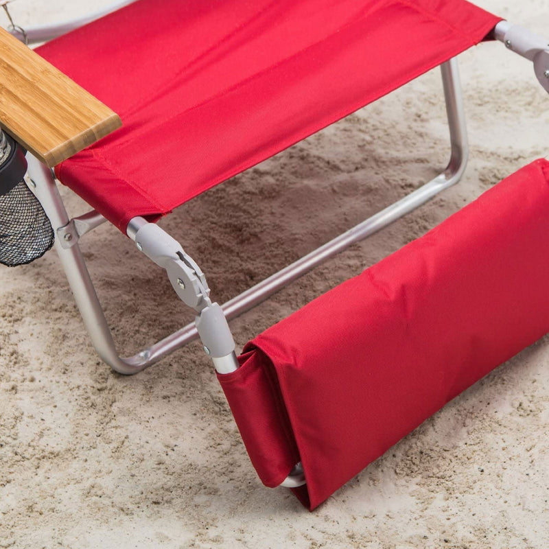 Ostrich Deluxe 3N1 Lightweight Outdoor Lawn Beach Lounge Chair w/Footrest, Red