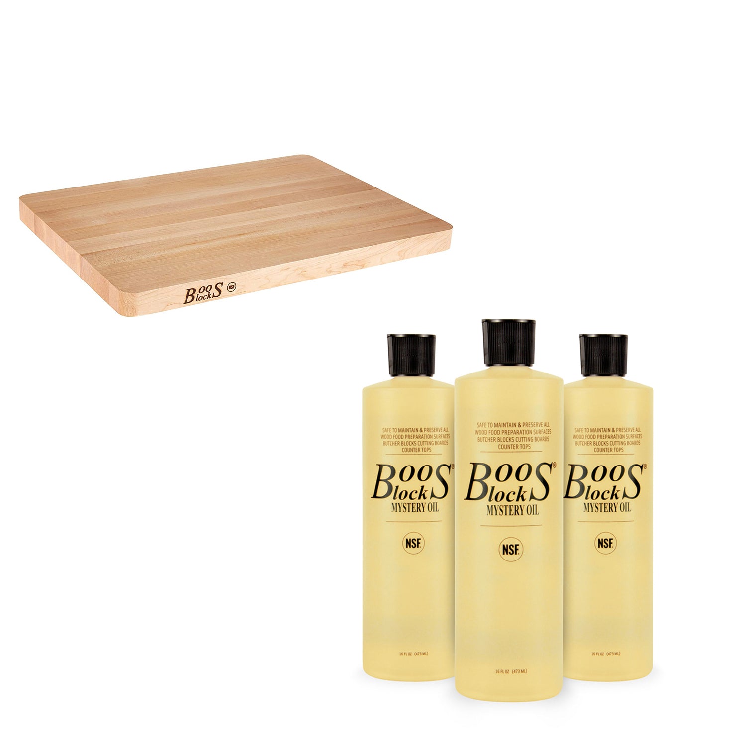 John Boos Maple Wood Chop N Slice Cutting Board w/ Board Maintenance Oil 3 Pack - VMInnovations