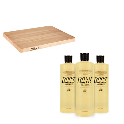 John Boos Maple Wood Chop N Slice Cutting Board w/ Board Maintenance Oil 3 Pack - VMInnovations