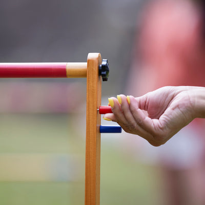 Yard Games Wooden Double Ladder Toss Game Set w/ Case, Red/Blue (Open Box)