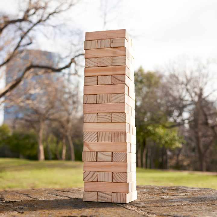 Yard Games Large Tumbling Timbers 24" Wood Block Stacking Game w/ Case, Natural - VMInnovations