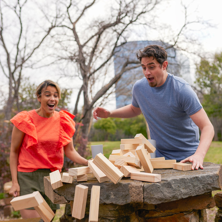 YardGames Large Tumbling Timbers Wood Stacking Game w/ 56 Pine Blocks (2 Pack)