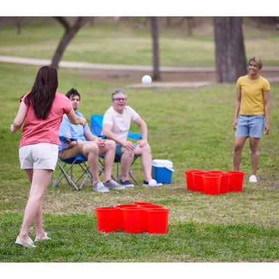 YardGames Giant Outdoor Yard Pong Activity Party Set w/ 12 Buckets & 2 Balls