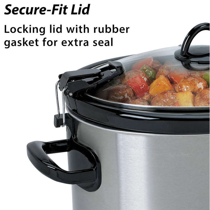 Crock Pot 6 Qt Cook' N Carry Portable Manual Oval Slow Cooker, Stainless Steel