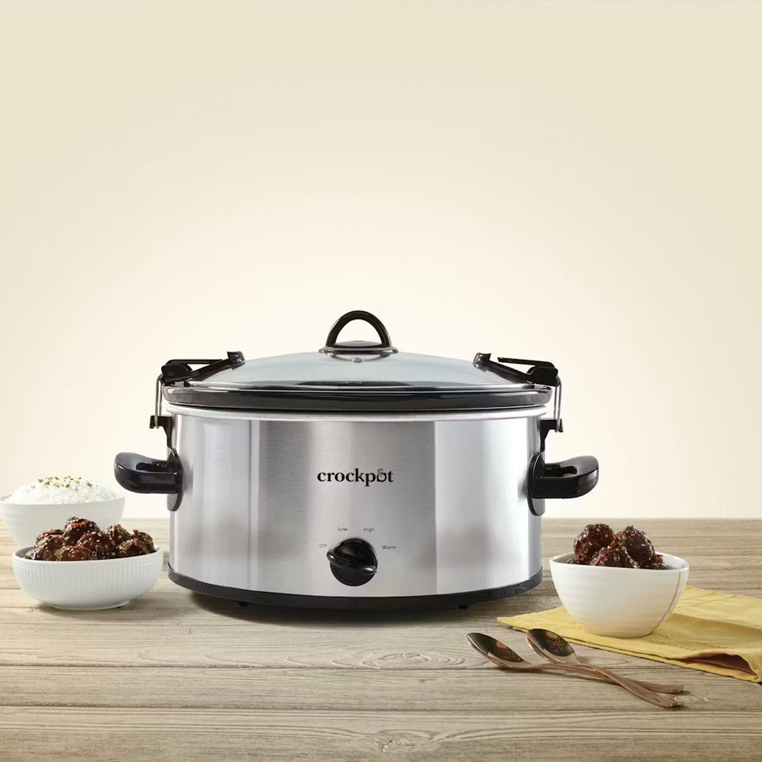 Crock Pot 6 Qt Cook' N Carry Portable Slow Cooker, Stainless Steel (Open Box)