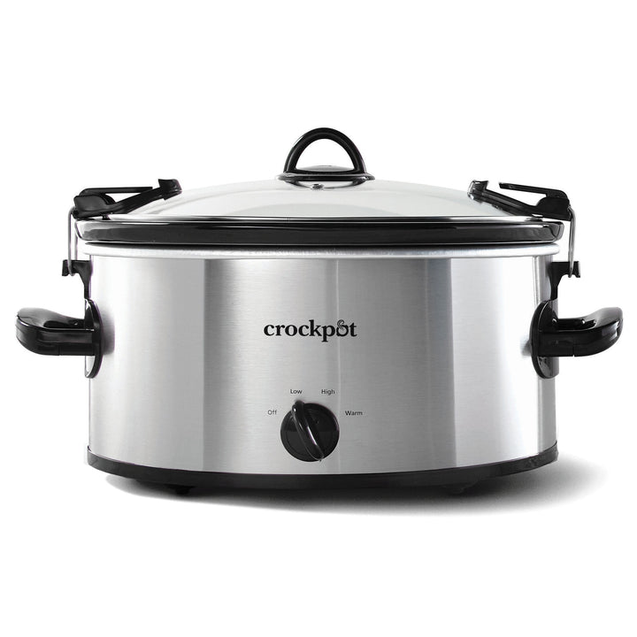Crock Pot 6 Qt Cook' N Carry Portable Manual Oval Slow Cooker, Stainless Steel