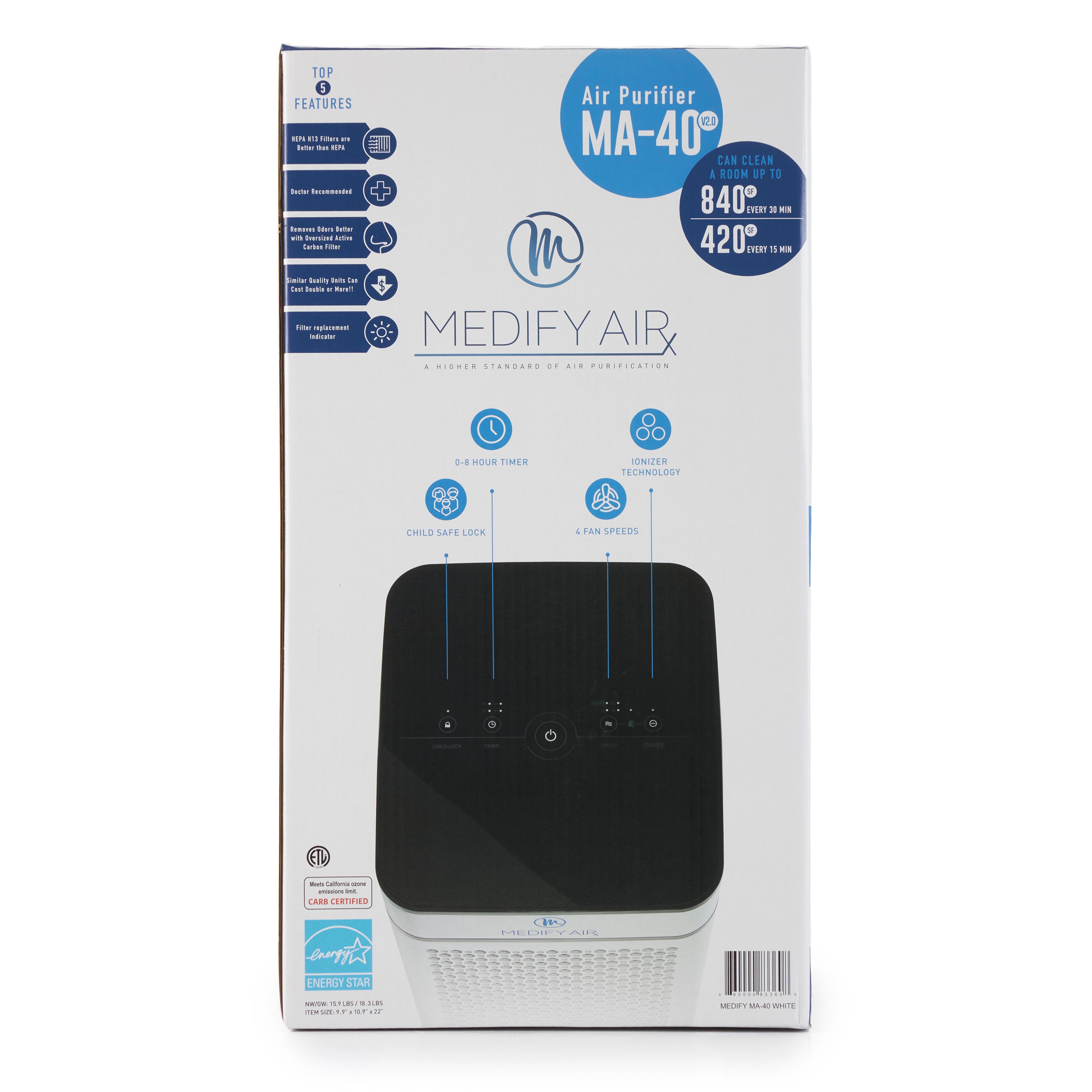 Medify Air MA-40-W1 Tower Room Air Purifier w/ H13 HEPA Replacement Air Filter - VMInnovations