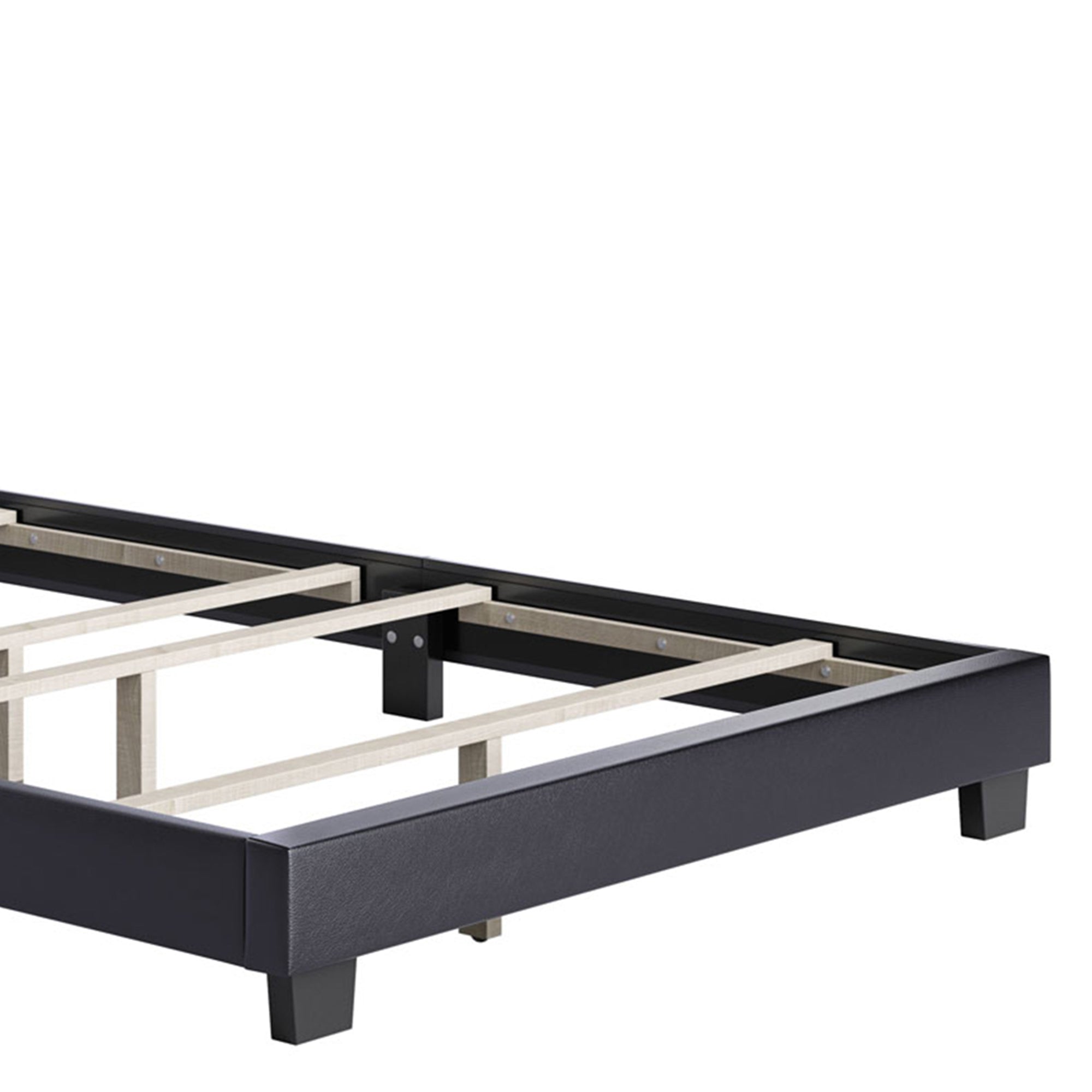 Boyd Sleep Brussels Faux Leather King Platform Bed Frame and Headboard, Black - VMInnovations
