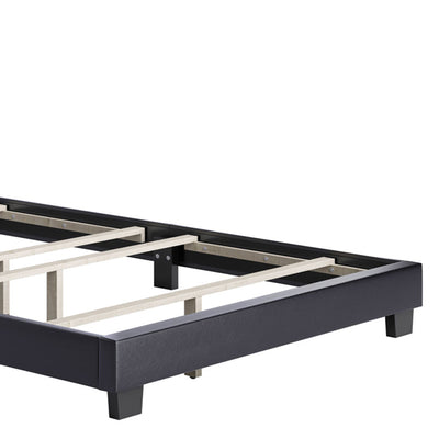 Boyd Sleep Brussels Faux Leather King Platform Bed Frame and Headboard, Black - VMInnovations