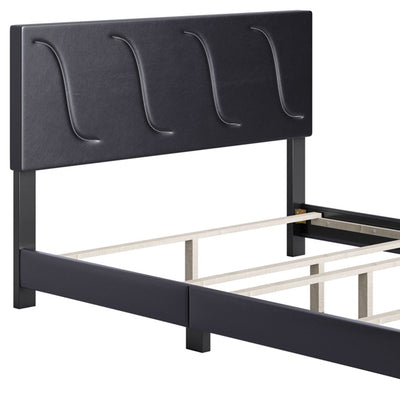 Boyd Sleep Brussels Faux Leather King Platform Bed Frame and Headboard, Black - VMInnovations
