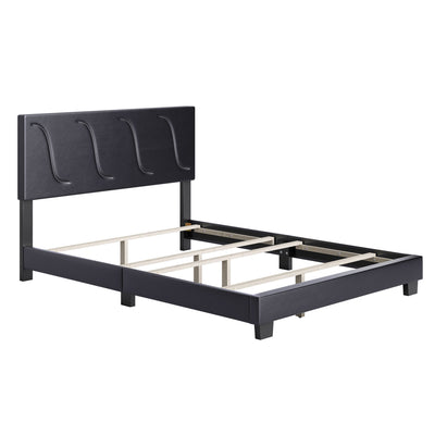 Boyd Sleep Brussels Faux Leather King Platform Bed Frame and Headboard, Black - VMInnovations