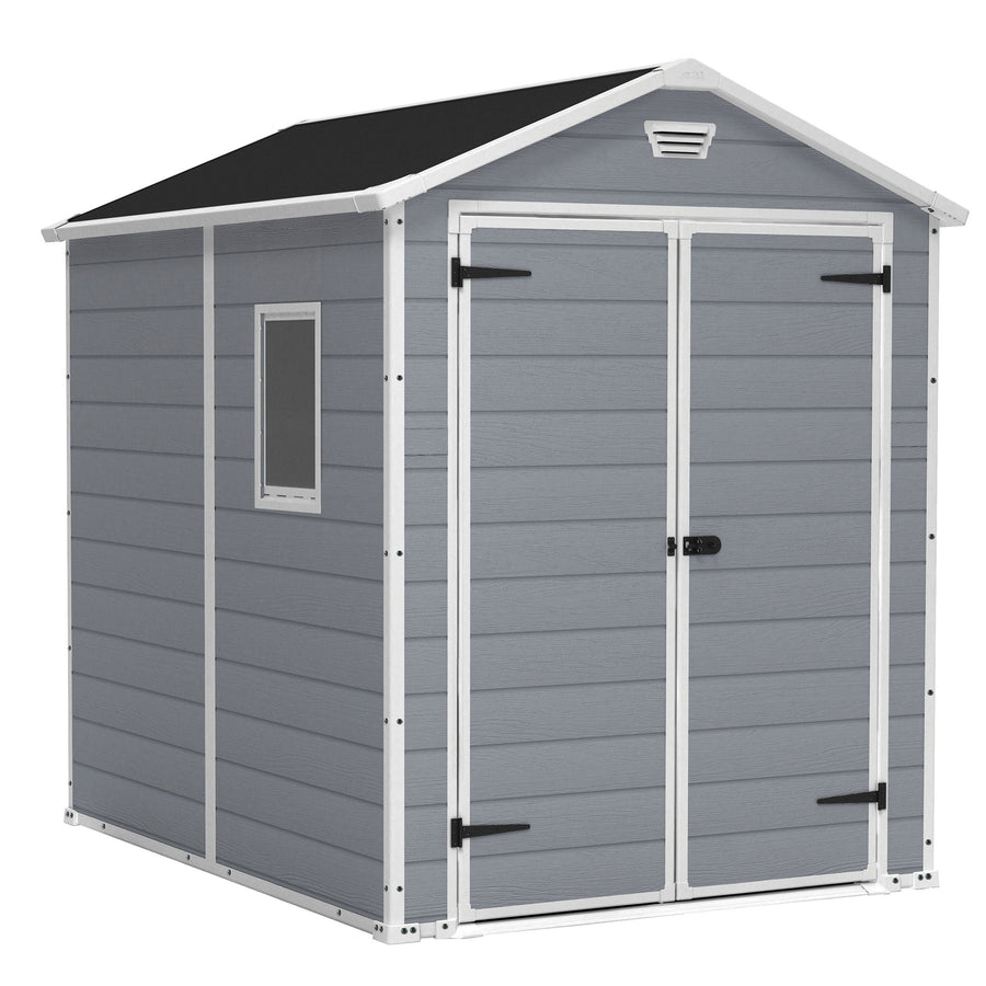 Keter 213413 Manor 6 X 8 Foot Resin All Weather Outdoor Tool Storage Shed, Grey - VMInnovations