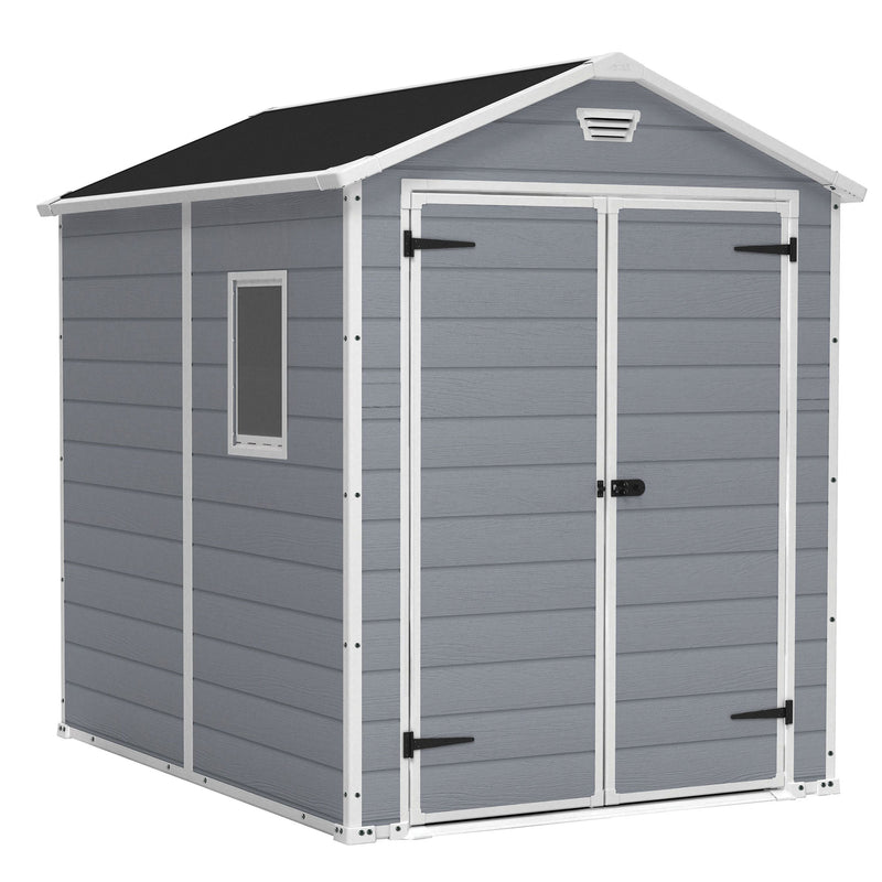 Keter 213413 Manor DD 6 X 8 Foot All Weather Outdoor Tool Storage Shed, Grey